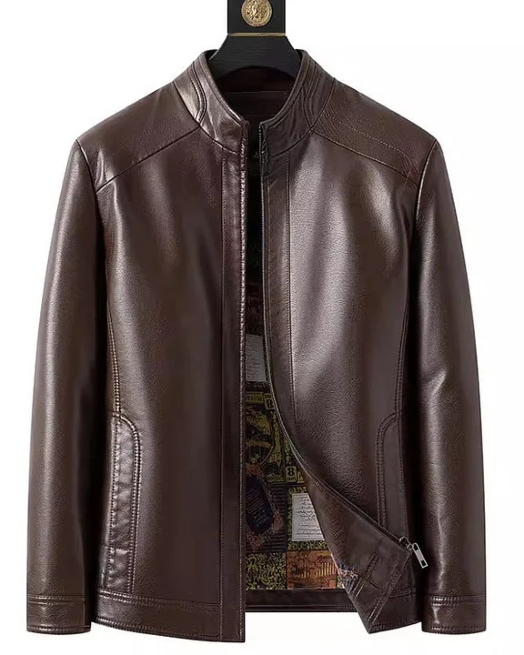 Casaco de couro clássico para homem