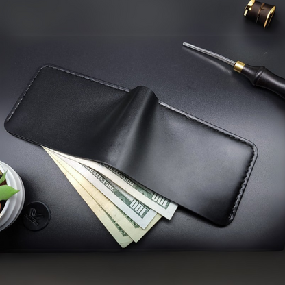 Carteira de Couro com Design Elegante e Costura Reforçada
