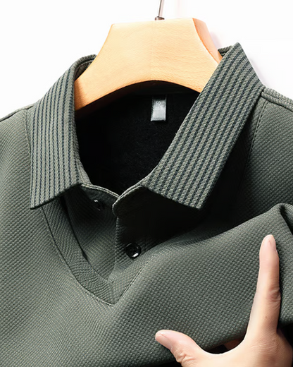 Camisa de Duas Peças com Falsa Gola Listrada para Homens