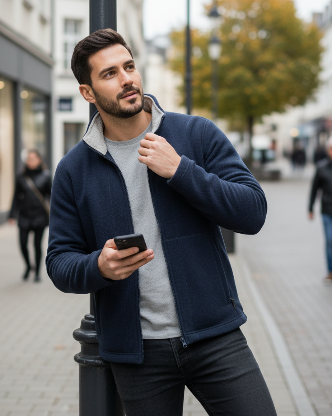 Casaco polar grosso com gola alta para unissex