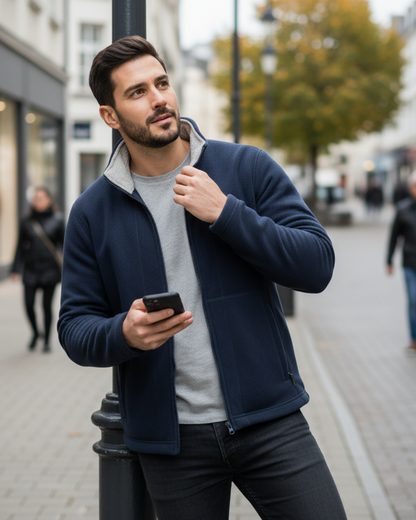 Casaco polar grosso com gola alta para unissex