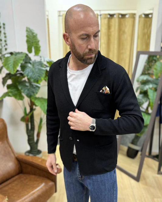 Cardigã Estruturado em Algodão com Corte de Blazer