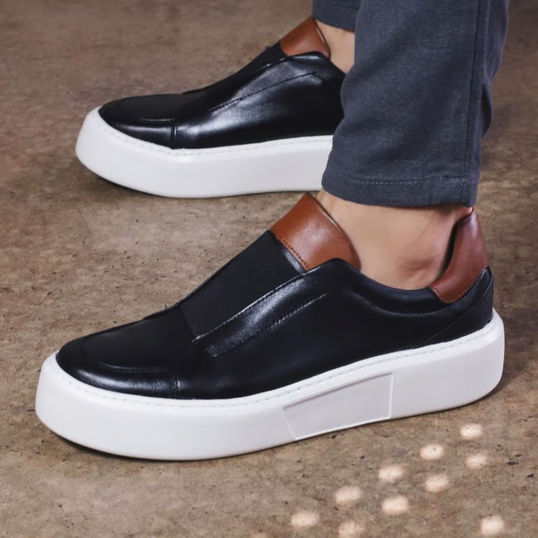 Sapatos com sola ortopédica slip on para homem