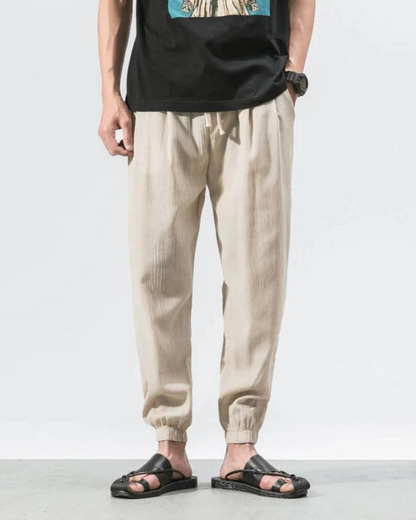 Calças de Linho com Cintura Elástica Estilo Confortável e Versátil