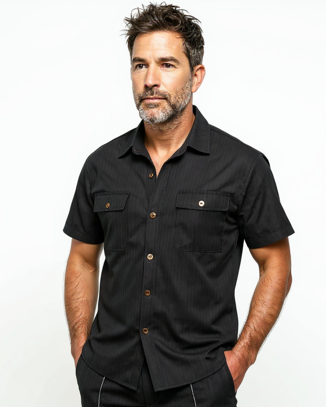 Conjunto casual de duas peças em algodão e linho