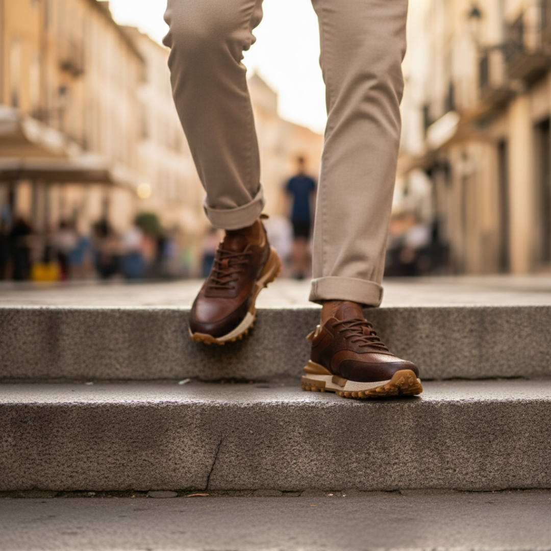 Sapato formal com estilo desportivo e sola dura para homem