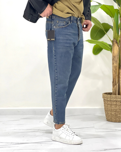 Calças de Ganga Básicas de Estilo Vintage para Homem