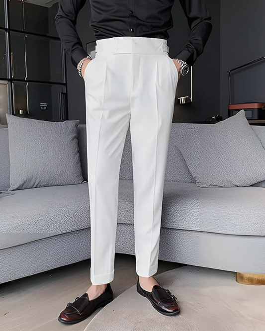 Calças Casuais em Cores Lisas de Homem