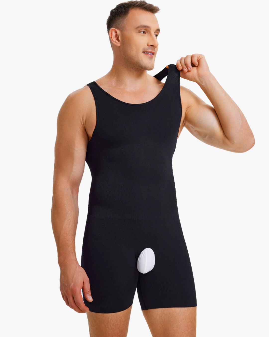 Body modelador de corpo inteiro sem costuras para homem