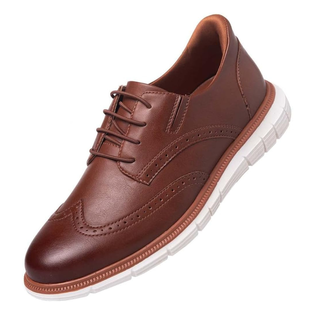 Sapatos de Couro Elegantes com Sola Antiderrapante para Homem