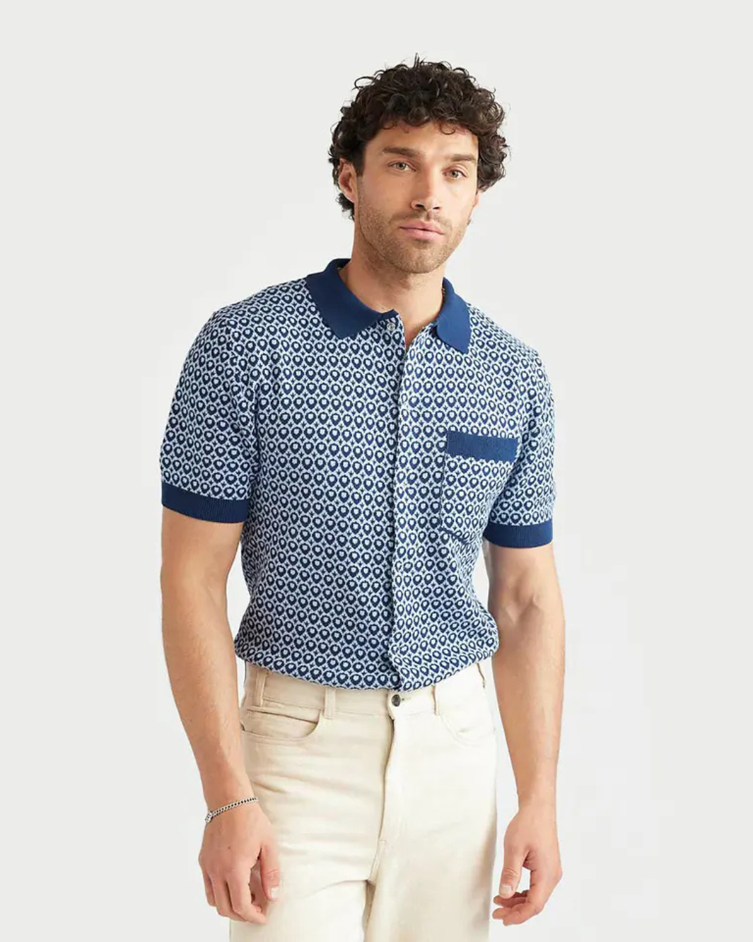Camisa de Malha com Padrão Geométrico para Homem (OFERTA 2X1)