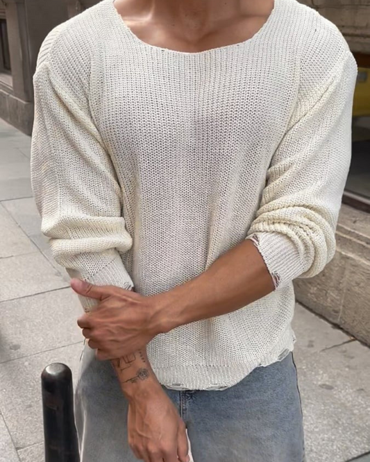 Camisola de Manga Comprida para Homem com Gola Redonda Grande