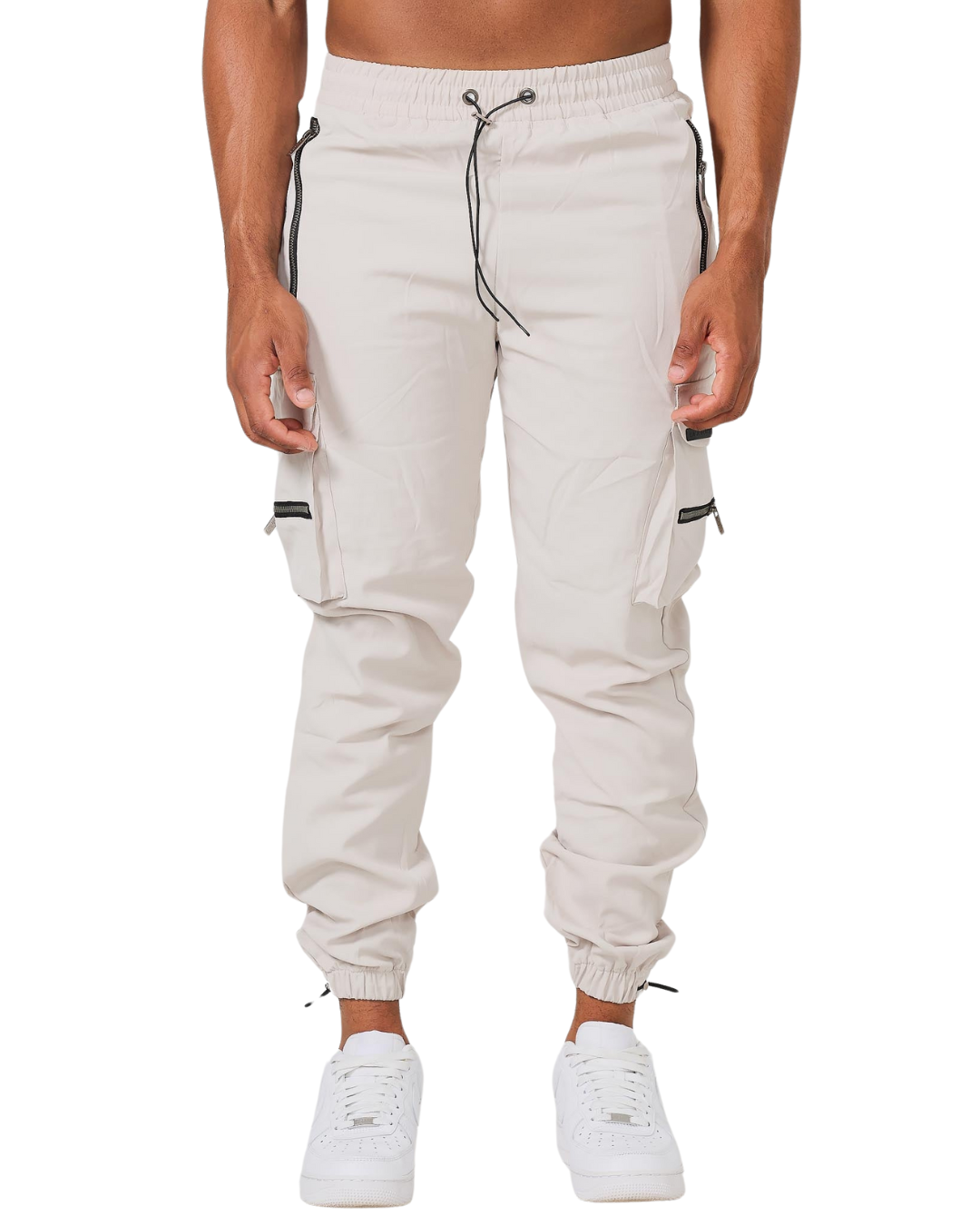 Calças Jogger com Bolsos de Carga e Cintura Ajustável com Cordão