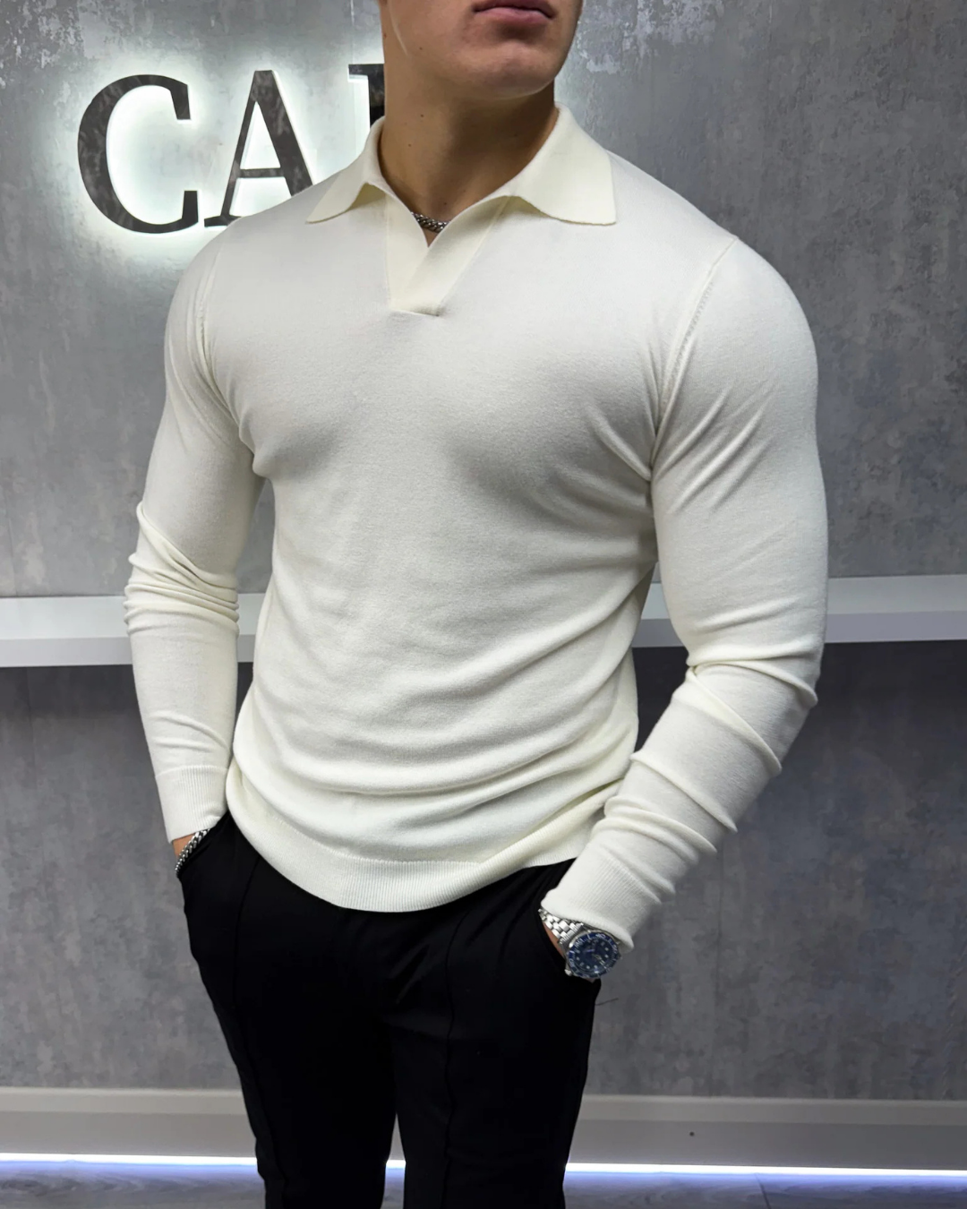 Polo de manga comprida para homem