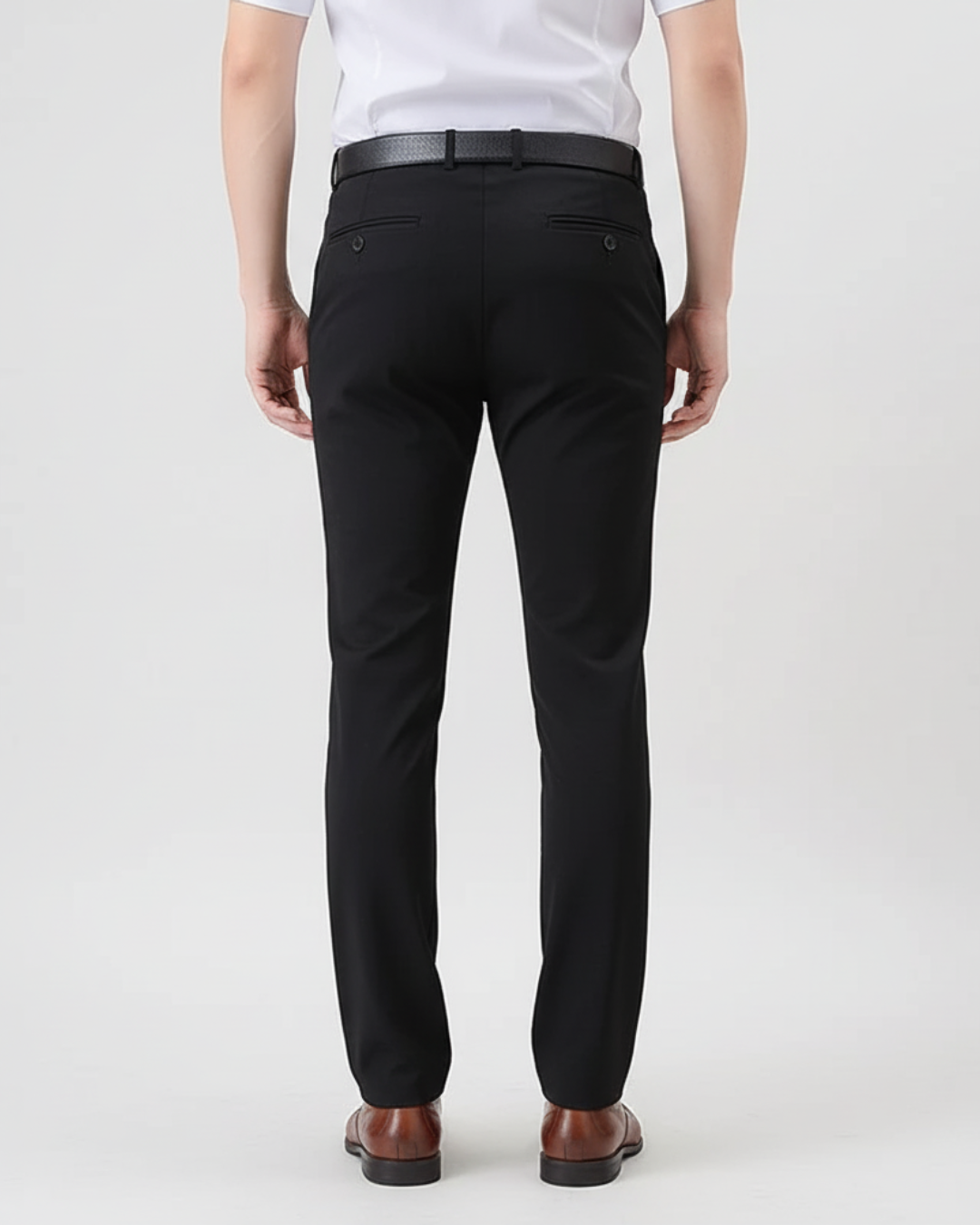 Calças de fato elásticas com forro felpudo para homem