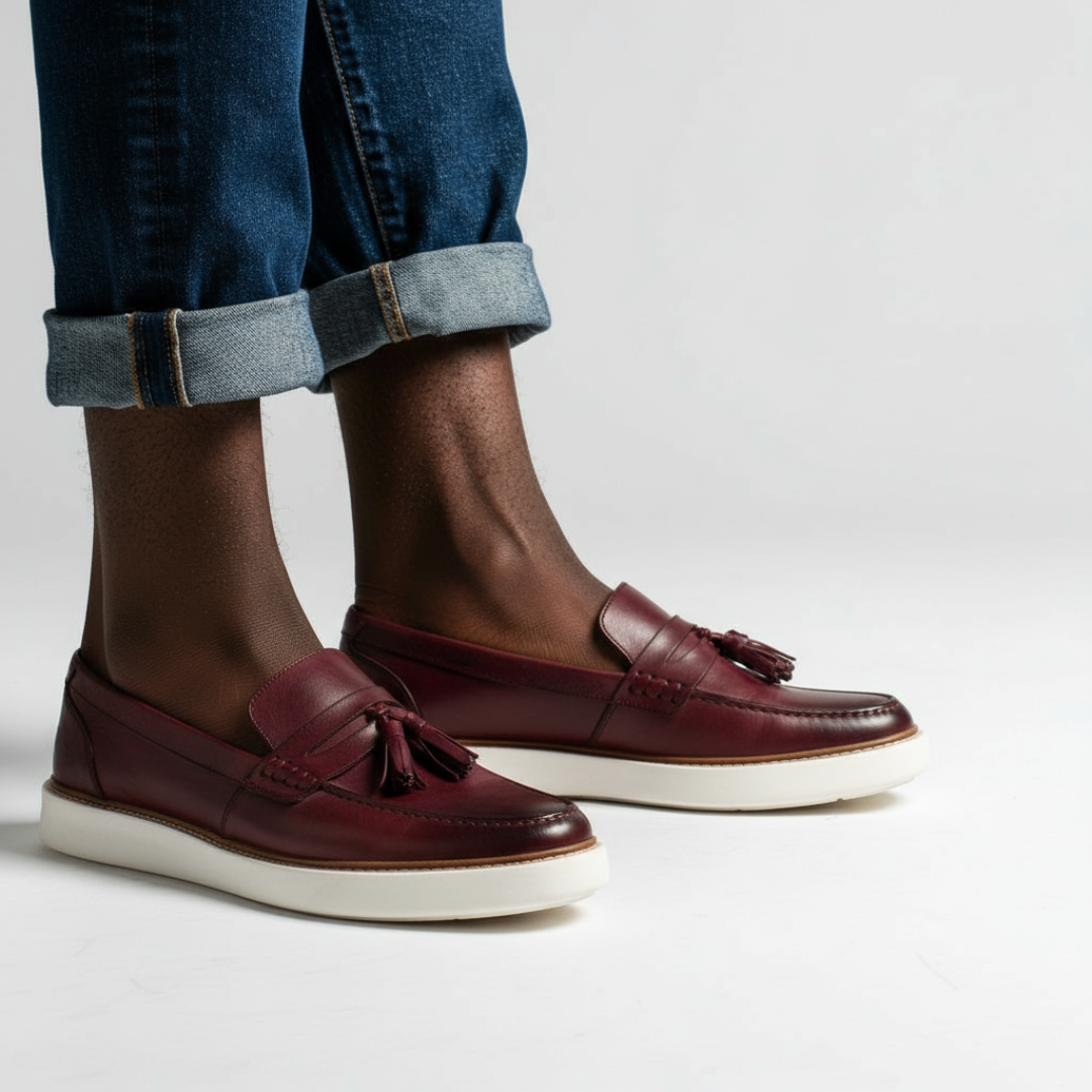 Sapatos mocassim elegantes para homem