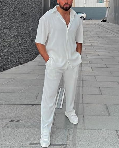 Conjunto de duas peças com camisa de manga curta texturada