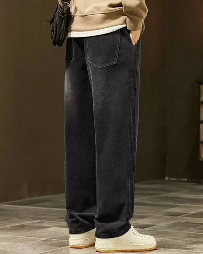 Calças de ganga rectas folgadas para homem