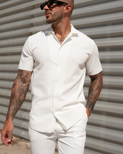 Conjunto de calças e camisola de manga curta casual para homem