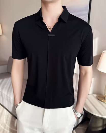 Pólo para Homem com Elevada Elasticidade, Leve, Macio e Resistente aos Vincos em Cor Sólida