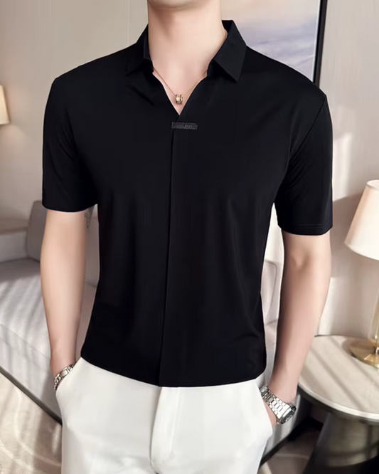 Pólo para Homem com Elevada Elasticidade, Leve, Macio e Resistente aos Vincos em Cor Sólida