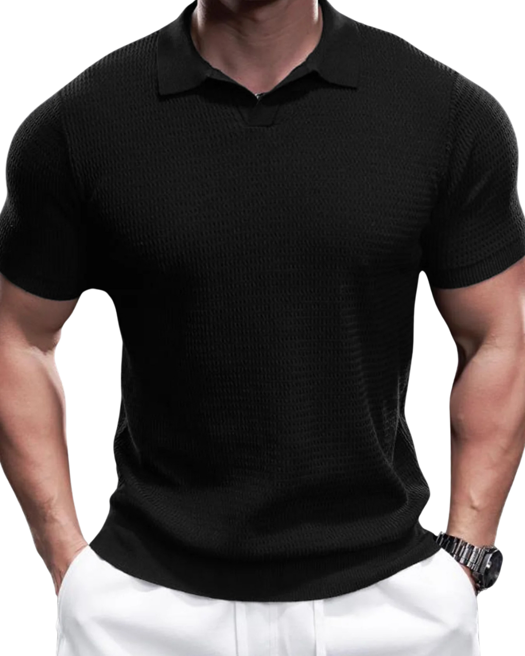 Camisa Polo Masculina em Malha Jacquard Estilo Moderno e Conforto Superior