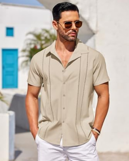 Camisa Guayabera de Linho Cubano para Homem Frescura e Estilo Intemporal