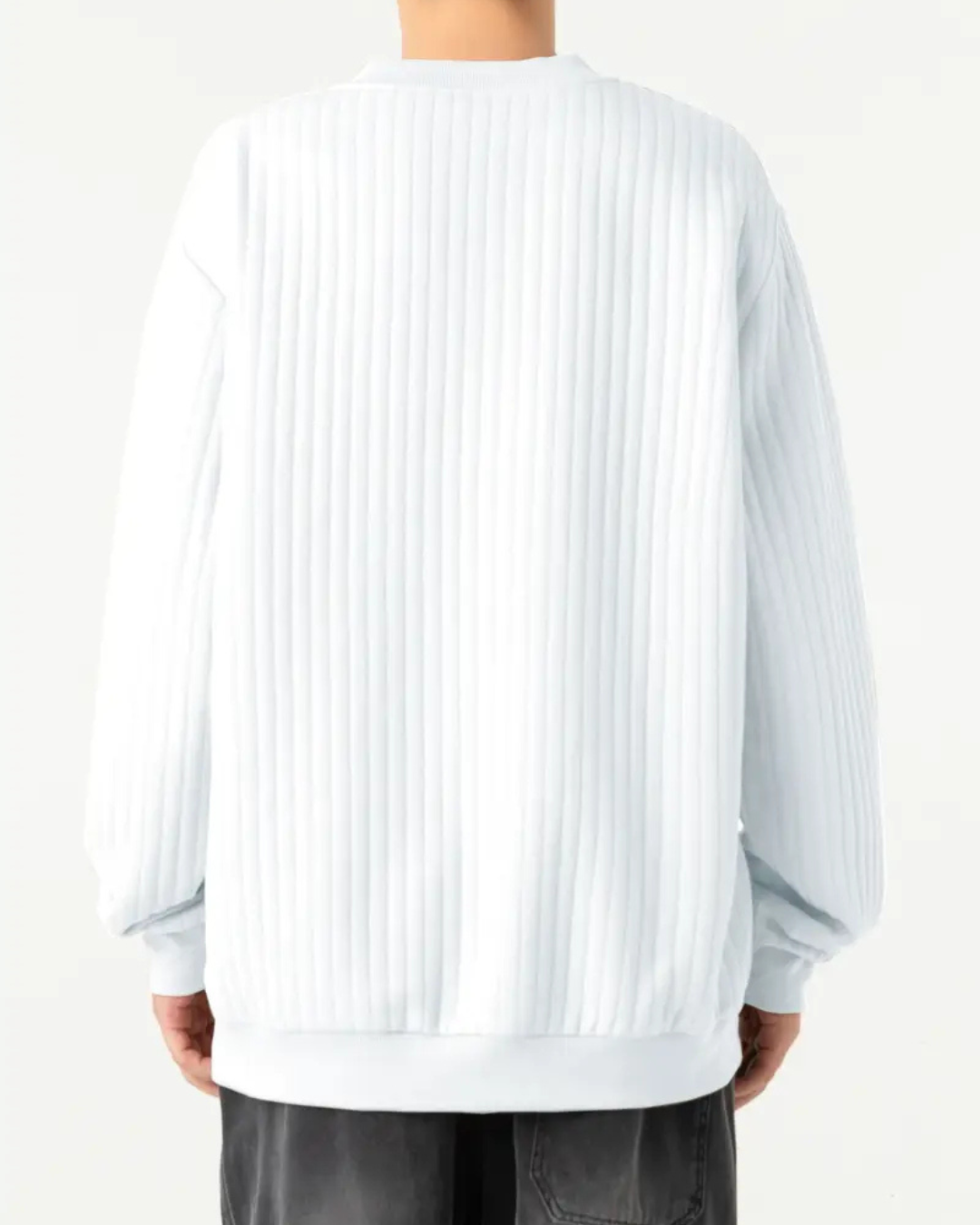 Jersey de tecido de malha texturizada de manga comprida