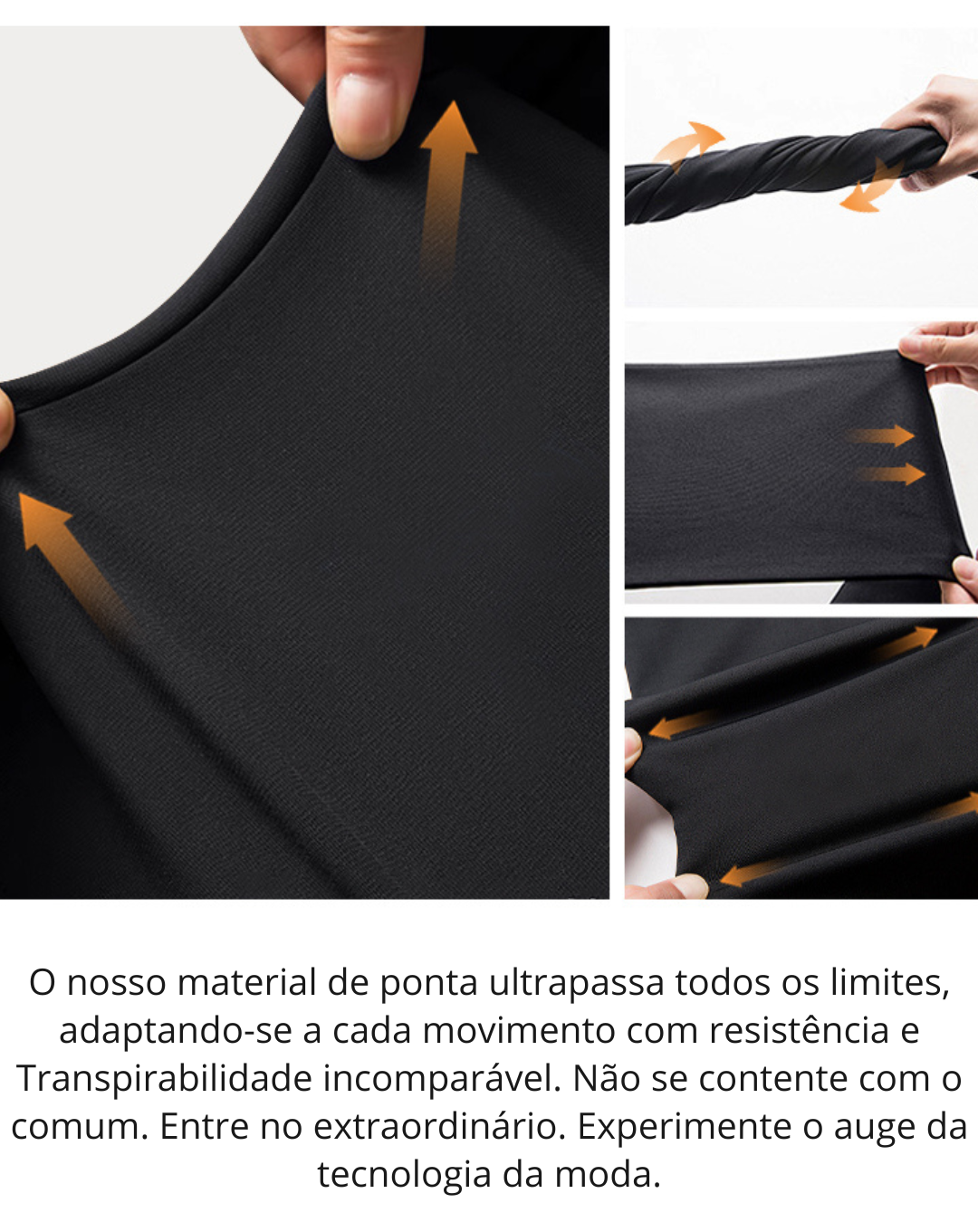 Calças clássicas de alta elasticidade para homem