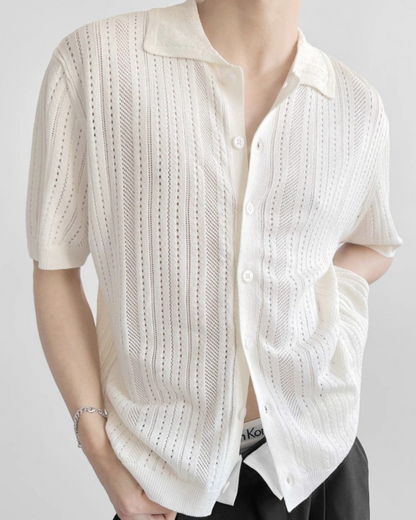 Camisa de verão em tecido com textura aberta