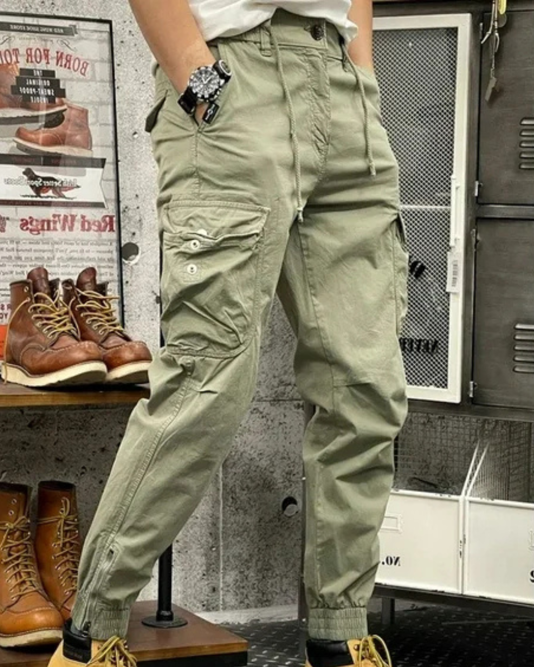 Calças Cargo para homem com vários bolsos