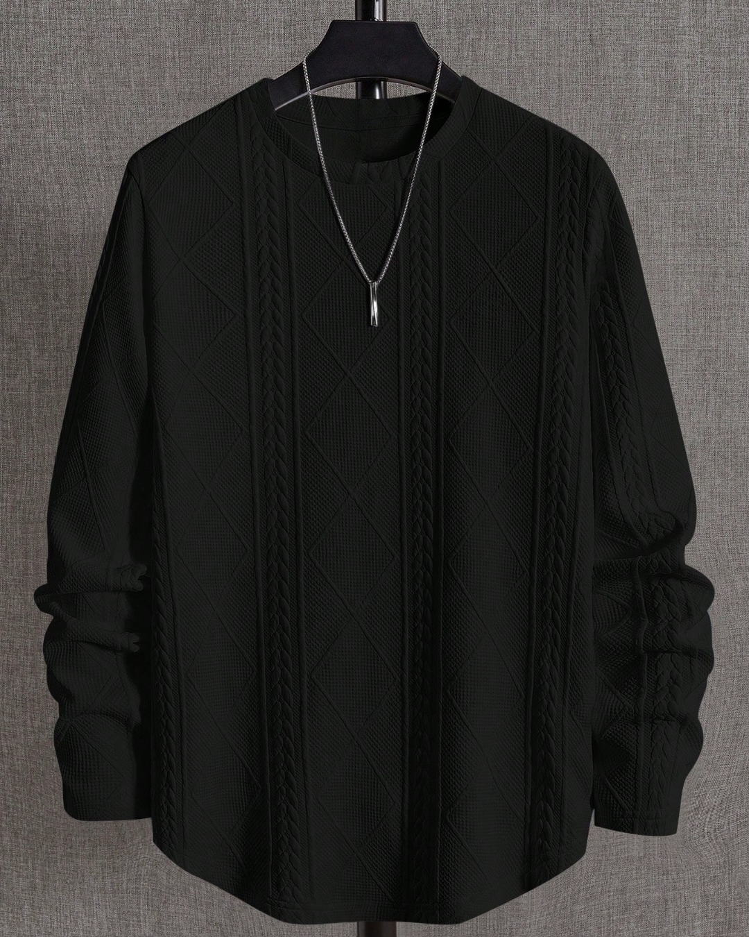 Suéter de manga comprida e gola redonda para homem