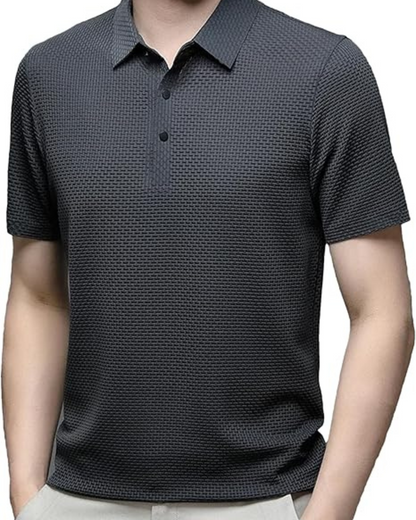 Camisa Pólo de Seda Premium com Estilo Minimalista