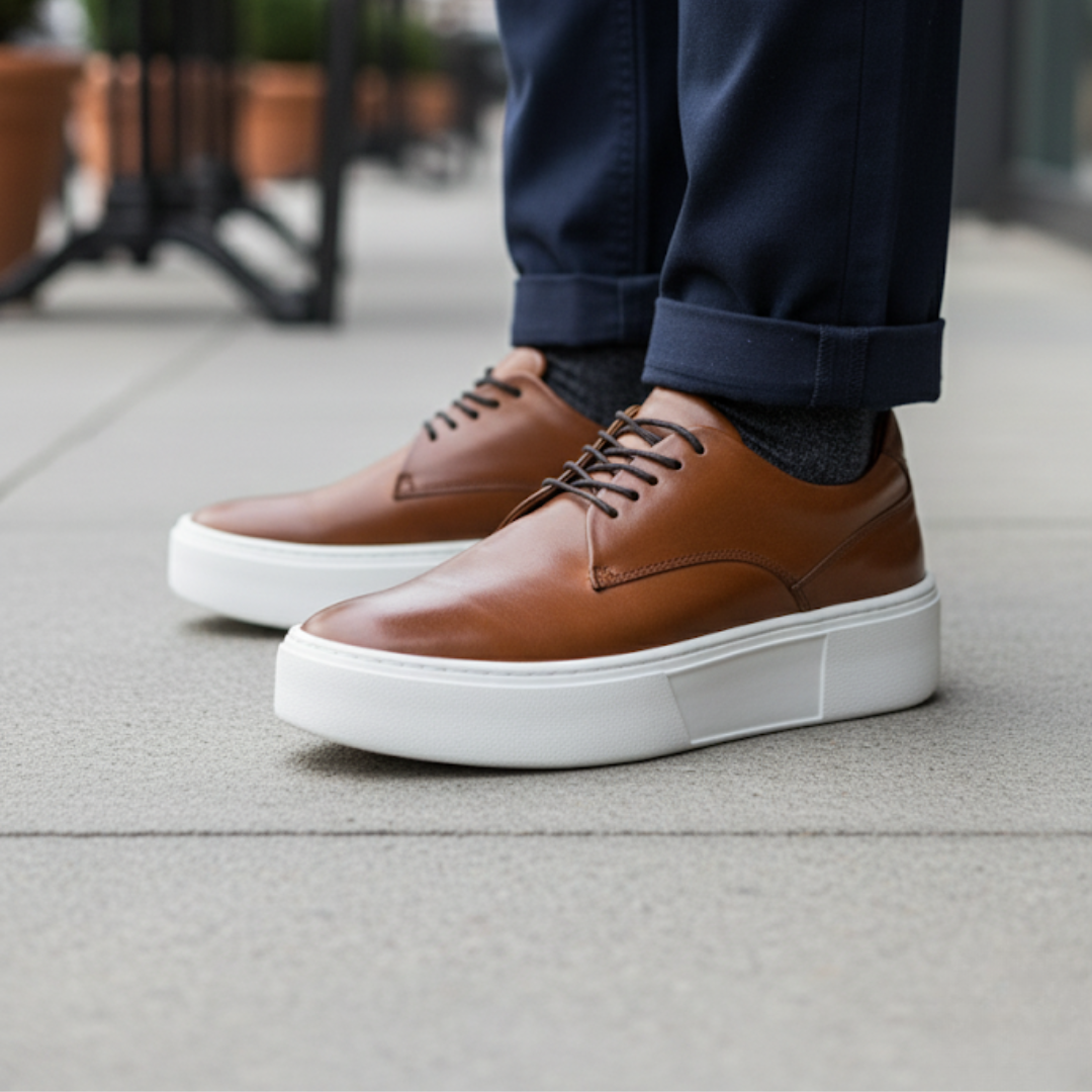 Sapatos casuais com sola grossa e confortável para homem