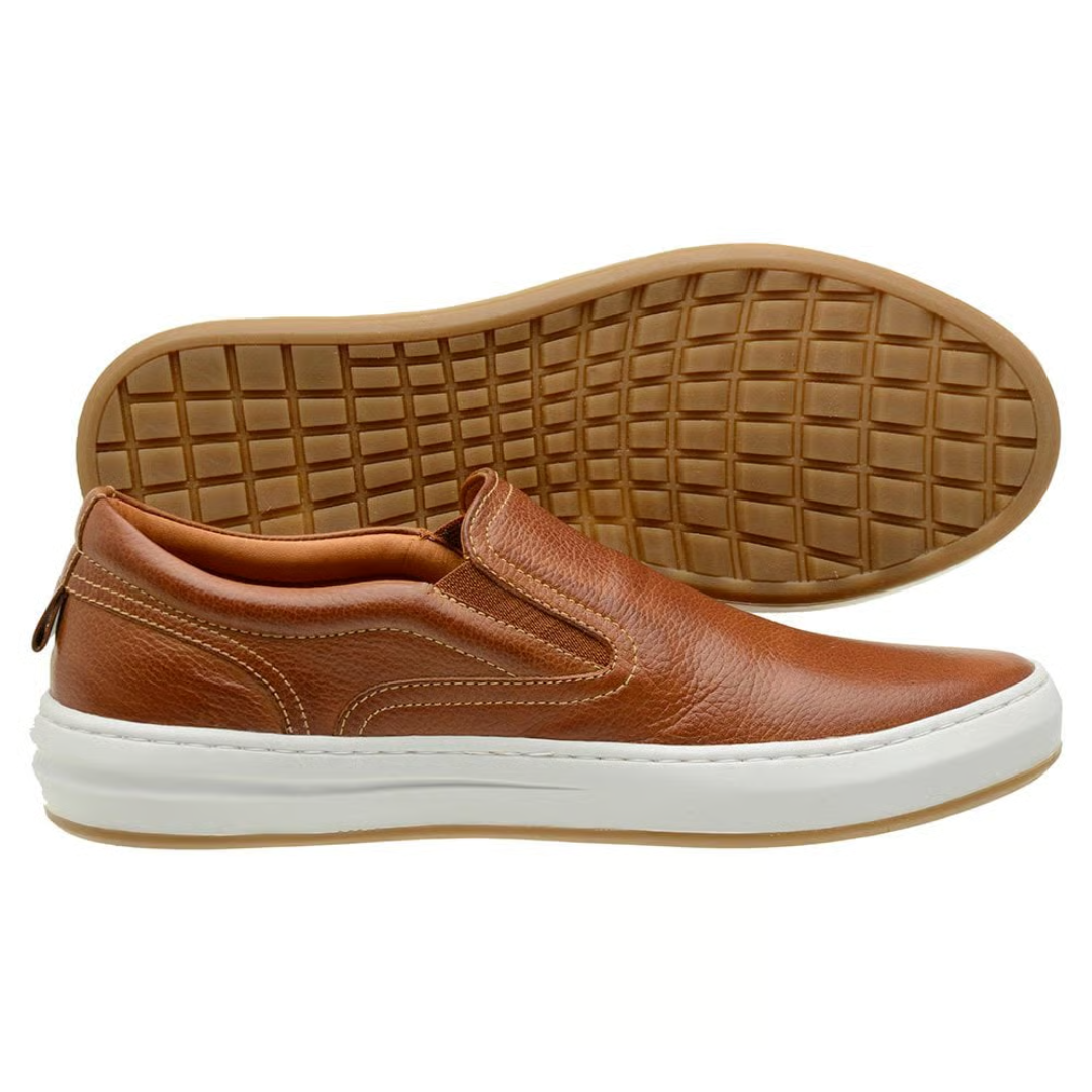 Sapatilhas Slip-On de couro com design casual para homem