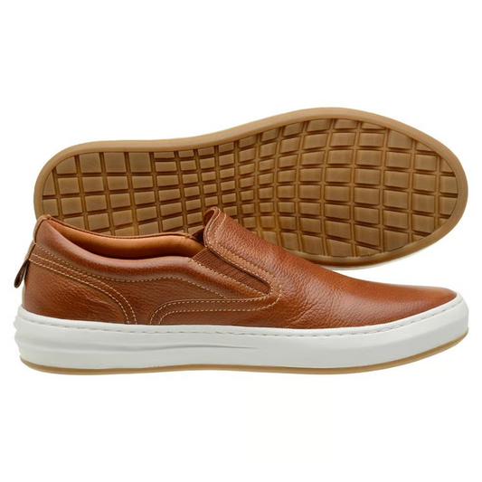 Sapatilhas Slip-On de couro com design casual para homem