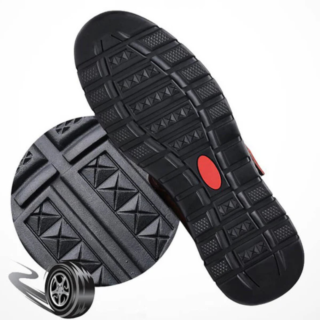 Sandálias de couro de biqueira fechada para homem com design de biqueira oca