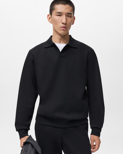 Polo de manga comprida casual para homem