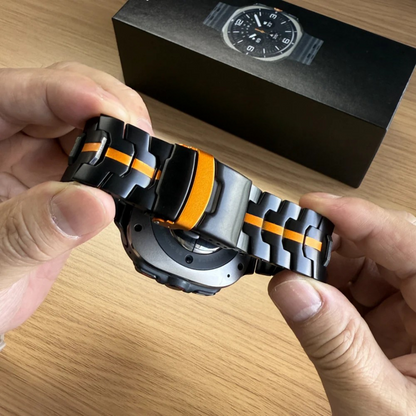 Relógio Desportivo com Bracelete em titânio Estilo Futurista e Funcional