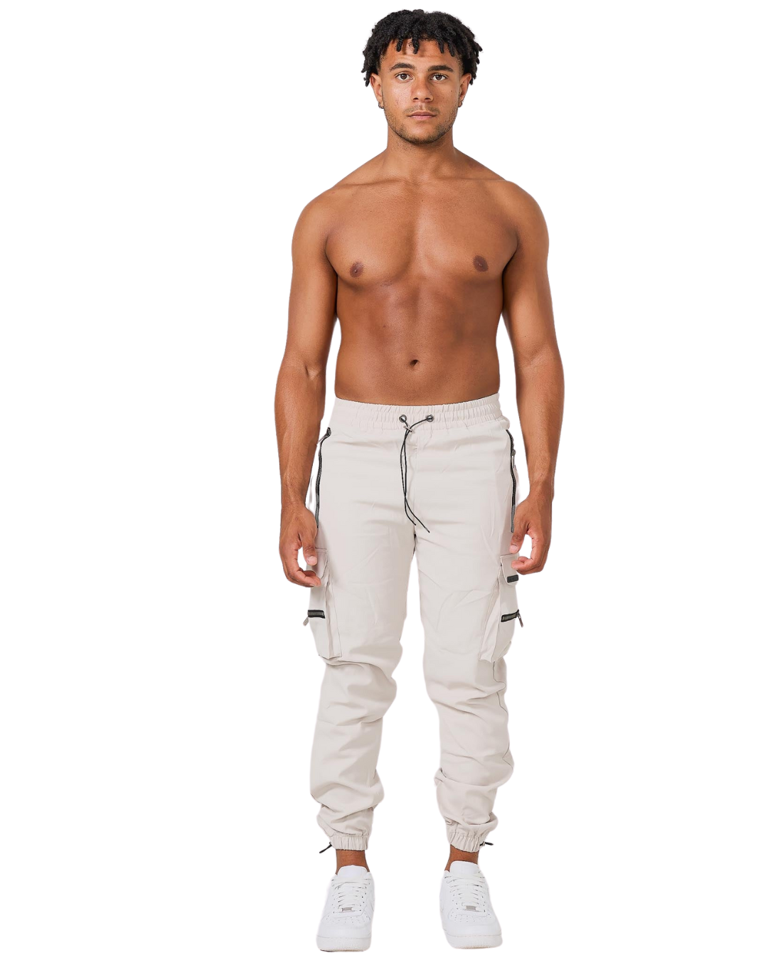 Calças Jogger com Bolsos de Carga e Cintura Ajustável com Cordão