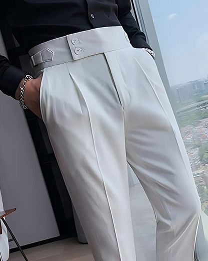 Calças Casuais em Cores Lisas de Homem