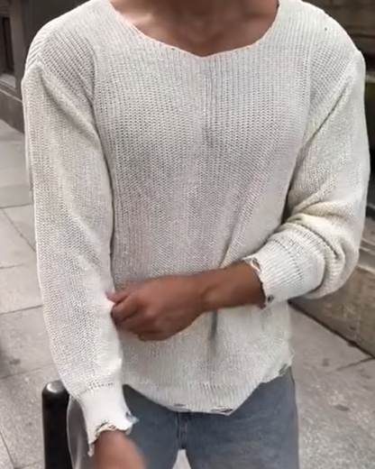 Camisola de Manga Comprida para Homem com Gola Redonda Grande