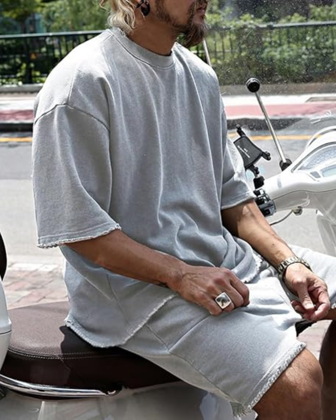 Conjunto Casual Monocromático de Estilo Solto Desportivo