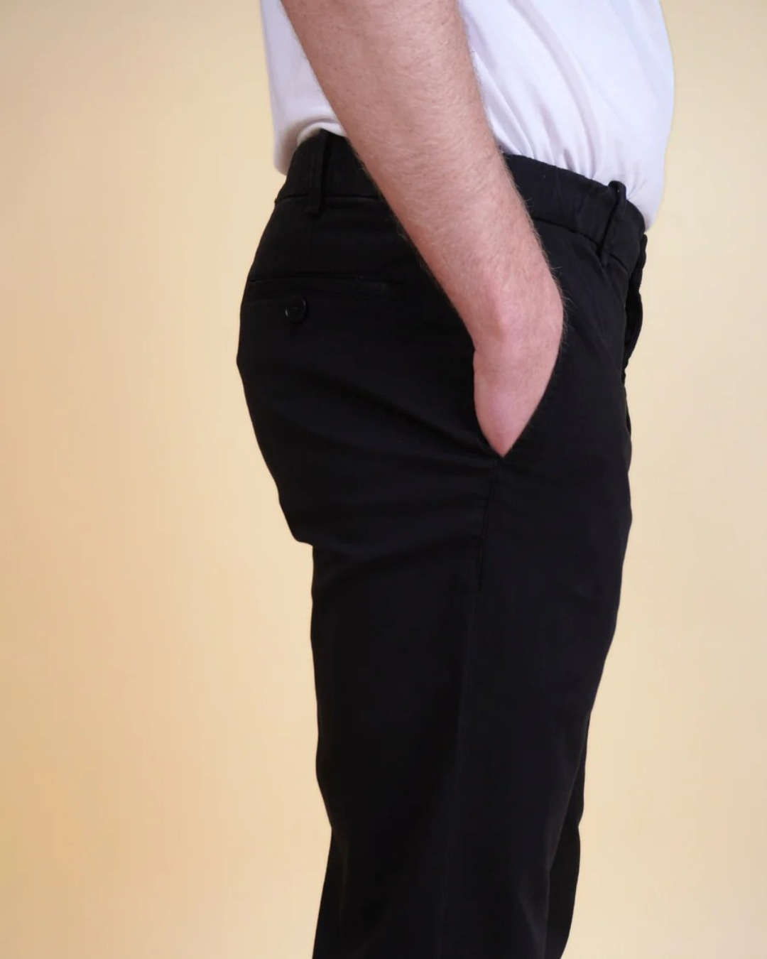 Calças casuais com ajuste de botões para homem