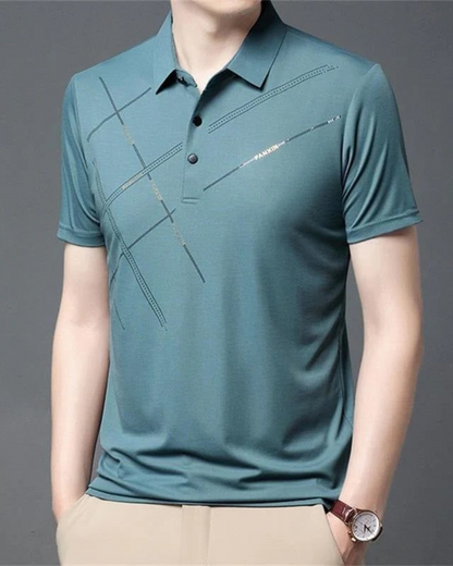 Camisa casual de manga curta para homem em tecido fino