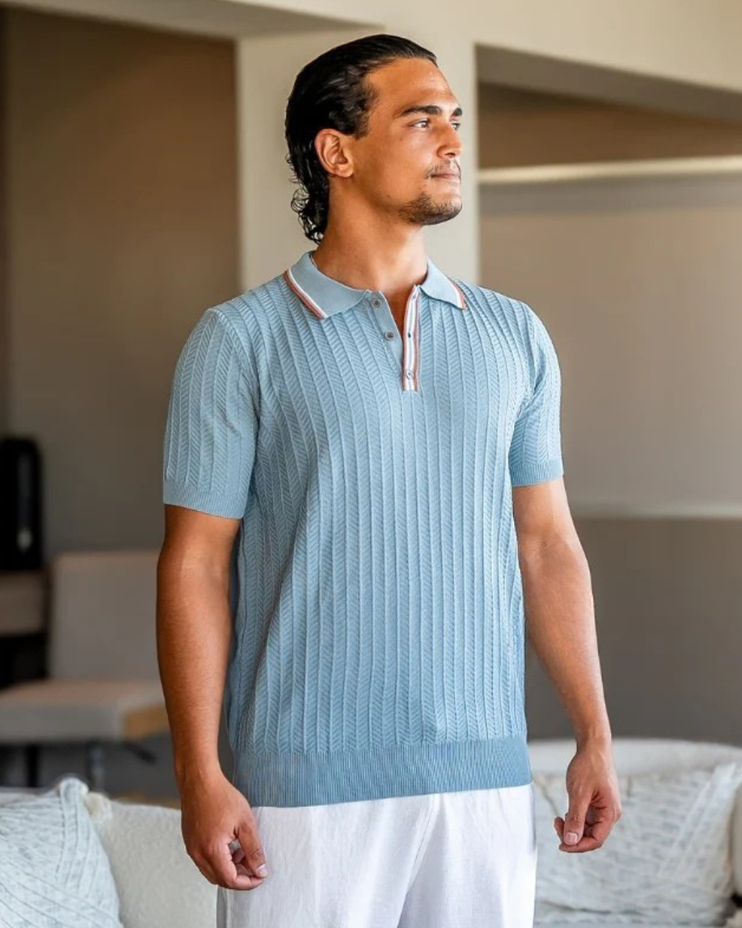 Pólo Leve con Tecido Macio e Resistente para Homem com Elevada Elasticidade