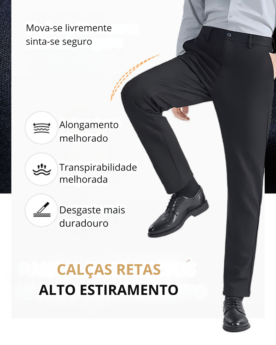 Calças clássicas de alta elasticidade para homem