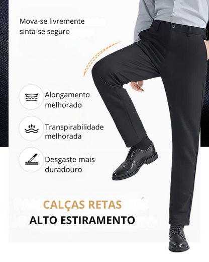 Calças clássicas de alta elasticidade para homem