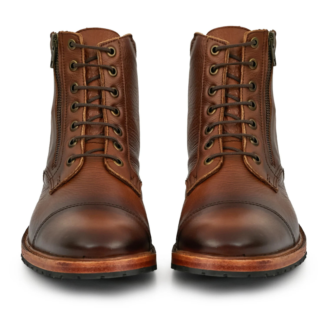 Botas casuais vintage com fecho ajustável para homem
