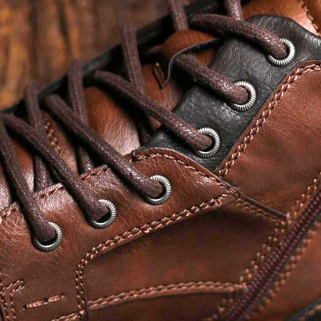 Botas de Couro Vintage com Sola Antiderrapante e Design Robusto